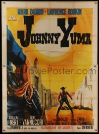 2c197 JOHNNY YUMA Italian 2p 1966 Stefano spaghetti western art of cowboy Mark Damon in showdown!