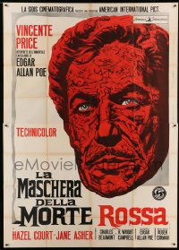 2c214 MASQUE OF THE RED DEATH Italian 2p 1964 cool montage art of Vincent Price, Edgar Allan Poe!