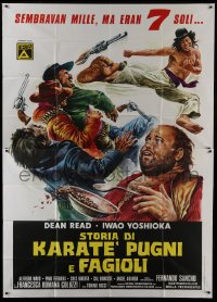 2c244 ROBIN HOOD, ARROWS, BEANS & KARATE Italian 2p 1973 spaghetti western + kung fu, Casaro art!
