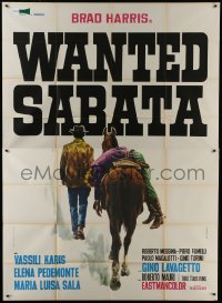2c281 WANTED SABATA Italian 2p 1970 spaghetti western art of Brad Harris with dead guy on horse!