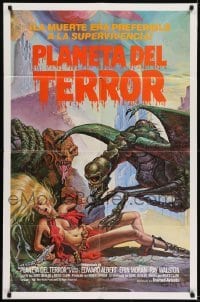 2c016 GALAXY OF TERROR int'l Spanish language 1-stop poster 1981 Roger Corman, great Charo art!