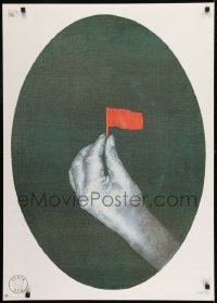 2d584 TEATR STU stage play Polish 27x37 1981 Eugeniusz Get-Stankiewicz of a hand holding a red flag