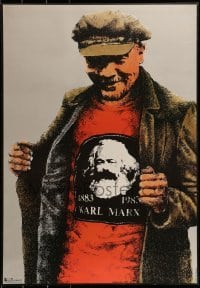 2d431 1883 1983 KARL MARX 23x32 East German special poster 1985 Halmos art of man with cool shirt