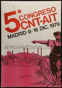 2d343 5 CONGRESO CNT-AIT 17x24 Spanish special poster 1979 cool art of protestor and city
