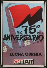 2d581 75 ANIVERSARIO 17x25 Spanish special poster 1985 art of red flag flying from smokestack