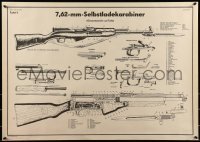 2d245 7.62-MM-SELBSTLADEKARABINER 24x33 East German special poster 1961 parts/info on the weapon