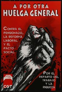2d841 A POR OTRA HUELGA GENERAL 16x24 Spanish special poster 2000s art of a fist by Jkal, strike