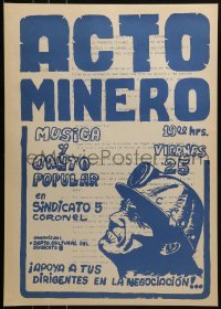 2d577 ACTO MINERO 17x23 Spanish special poster 1980s cool concert to support the miners