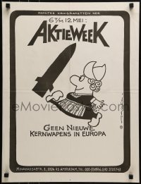 2d537 AKTIEWEEK 18x24 Dutch special poster 1980s woman kicking a nuclear missile by Opland
