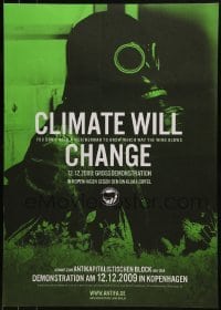 2d778 CLIMATE WILL CHANGE 17x24 German special poster 2009 Antifa, ready for clash wearing gas mask