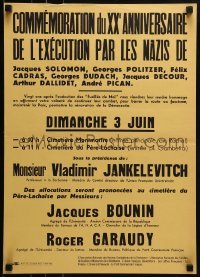 2d262 COMMEMORATION DU XXE ANNIVERSAIRE 16x22 French special poster 1962 Nazi Executions