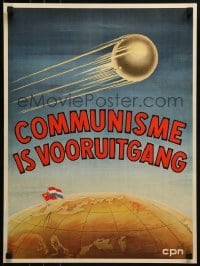 2d215 COMMUNISME IS VOORUITGANG 17x23 Dutch special poster 1957 artwork of the Sputnik 1 satellite