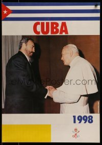 2d675 CUBA 1998 15x22 Cuban special poster 1998 Pope John Paul II shaking hands with Fidel Castro