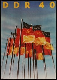 2d492 DDR 40 11x16 East German special poster 1989 40th anniversary celebration, many flags