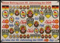 2d493 DDR 40 16x23 East German special poster 1989 40th anniversary celebration, many logos