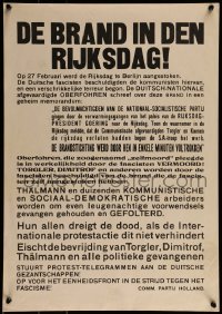 2d058 DE BRAND IN DEN RIJKSDAG 17x24 Dutch special poster 1930s accusing Germans for Reichstag Fire