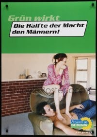 2d761 DIE HALFTE DER MACHT DEN MANNERN 24x33 German political campaign 2002 woman with feet on man