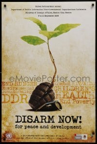 2d874 DISARM NOW 2-sided 24x30 Mexican special poster 2009 image of a plant sprouting from grenade