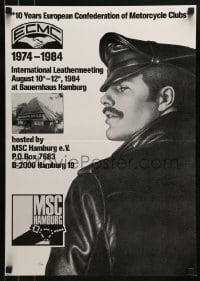 2d367 ECMC 1974-1984 17x24 German special poster 1984 Leathermeeting, Tom art of biker in leather