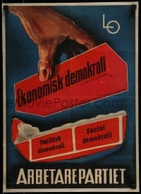 2d159 EKONOMISK DEMOKRATI 14x19 Swedish political campaign 1940s
