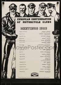2d368 EUROPEAN CONFEDERATION OF MOTORCYCLE CLUBS 17x24 German special poster 1984 Tom art of bikers