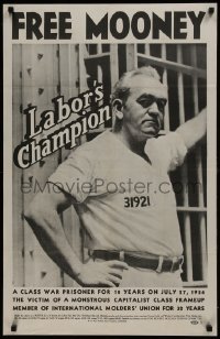2d081 FREE MOONEY 22x34 special poster 1934 great image of Labor's Champion Tom Mooney in prison