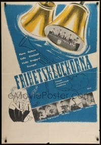 2d163 FRIHETSKLOCKORNA 28x40 Swedish music poster 1948 Bjorne art of singers, bells and more