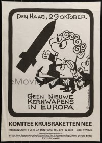 2d534 GEEN NIEUWE KERNWAPENS IN EUROPA 17x24 Dutch special poster 1980s Opland art of missile kick