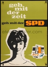 2d185 GEH MIT DER ZEIT GEHT MIT DER SPD 24x33 German political campaign 1959 retro living room art