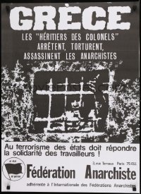2d329 GRECE 22x30 French political campaign 1970s Anarchist Federation prison protest