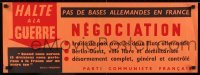 2d261 HALTE A LA GUERRE 11x31 French political campaign 1961 quote by General Friessner