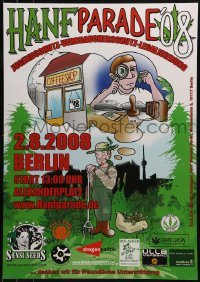 2d772 HANFPARADE '08 17x24 German special poster 2008 marijuana, smiling pot farmer and much more