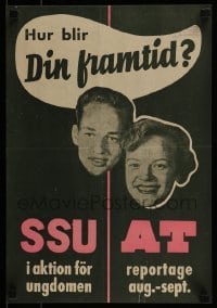 2d070 HUR BLIR DIN FRAMTID 13x19 Swedish special poster 1930s join the Swedish Scout Union