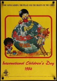 2d618 INTERNATIONAL CHILDREN'S DAY 1984 17x24 special poster 1984 Lengyez art of kids, peace