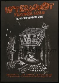 2d953 IOT ERSQUAT FESTIVAL BERLIN 17x24 German special poster 2010 walking house with squatting flag