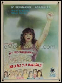 2d602 IV SEMINARIO ASAMBLEA 17x23 Nicaraguan special poster 1980s art of marching women in protest