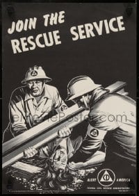 2d240 JOIN THE RESCUE SERVICE 13x18 special poster 1952 Federal Civil Defense Administration