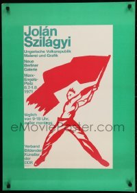 2d302 JOLAN SZILAGYI 23x32 East German museum/art exhibition 1971 Jolan Szilagyi art of man & flag