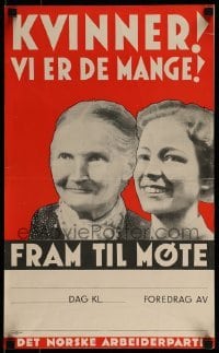 2d062 KVINNER VI ER DE MANGE 13x21 Norwegian political campaign 1930s Norwegian Labour Party