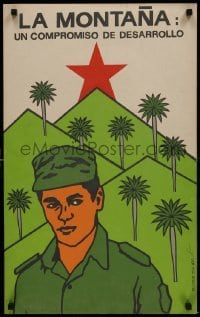 2d653 LA MONTANA UN COMPROMISO DE DESARROLLO signed 18x29 Cuban silkscreen poster 1988 by Castilla