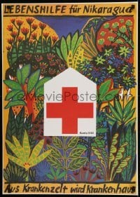 2d479 LEBENSHILFE FUR NIKARAGUA 23x32 East German special poster 1988 Kahane, red cross, jungle