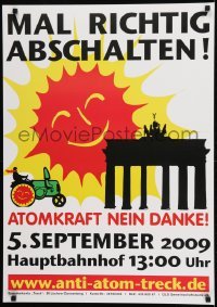 2d783 MAL RICHTIG ABSCHALTEN 24x33 German special poster 2009 sun, man and the Brandenburg Gate