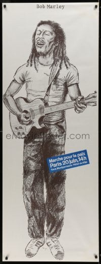 2d557 MARCHE POUR LA PAIX 24x63 French special poster 1982 Birga artwork of Bob Marley