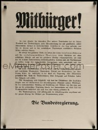 2d053 MITBURGER 19x25 Austrian special poster 1937 declaration from the Austrian government
