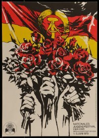 2d318 NATIONALES JUGENDFESTIVAL DER DDR 11x16 East German special poster 1979 roses and flag