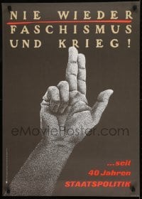 2d498 NIE WIEDER FASCHISMUS UND KRIEG 23x32 East German special poster 1989 Helmut Wengler