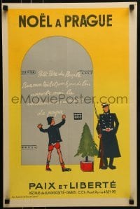 2d229 NOEL A PRAGUE French special poster 1950s Paix et Liberte, boy writing his Christmas wish