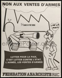 2d550 NON AUX VENTES D'ARMES 17x22 French political campaign 1980s military weapon protest, tank art