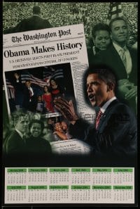 2d938 OBAMA MAKES HISTORY 12x18 special poster 2009 the 44th President and First Lady Michelle