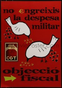 2d843 OBJECCIO FISCAL 14x19 Spanish special poster 2000s birds eating Euros and excreting bombs